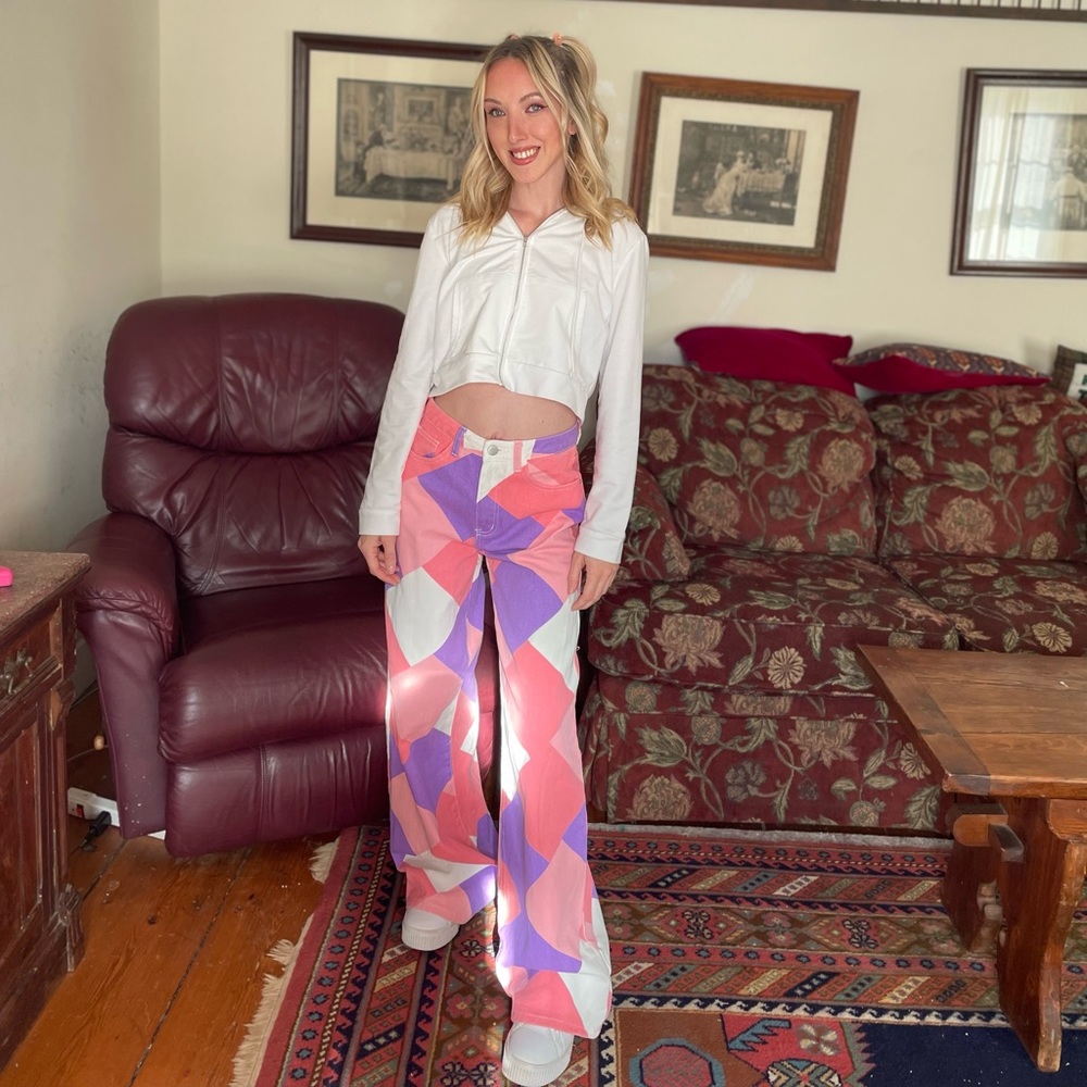 Diamond print jeans